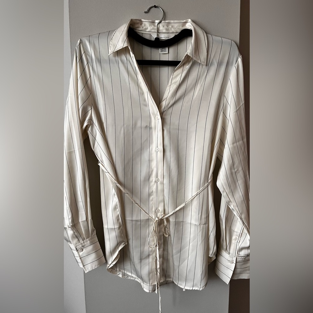 Elegant Maternity Cream Striped Women's Top